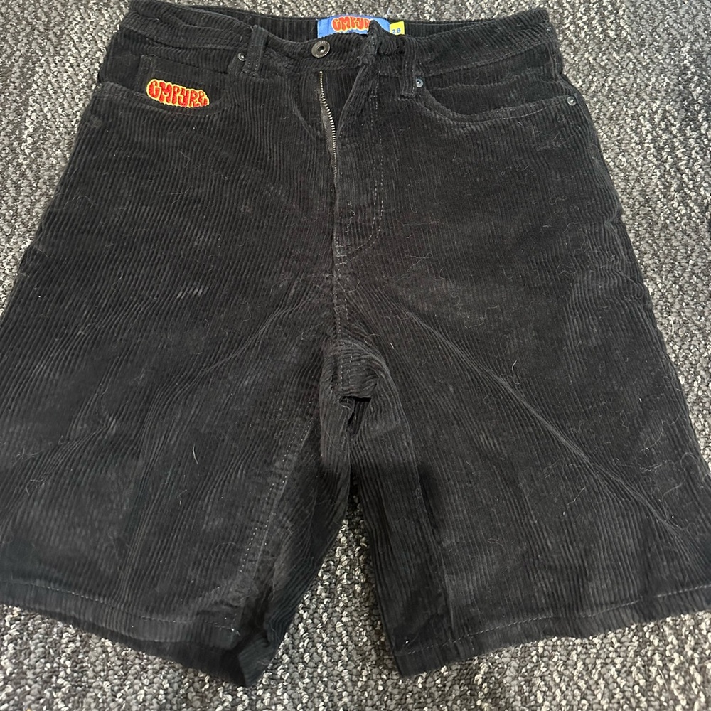 Black corduroy shorts